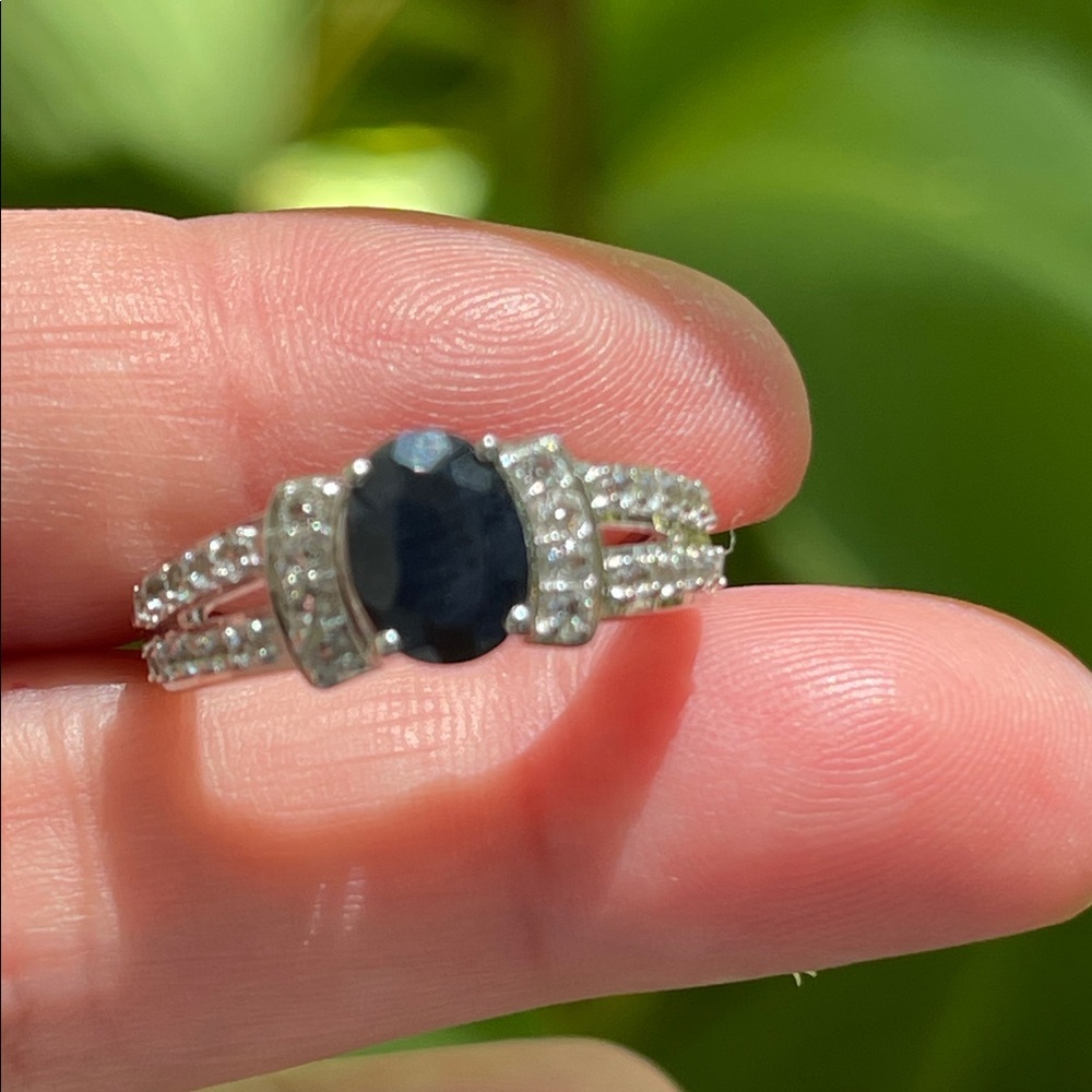 NWT Genuine Natural Blue Sapphire 1.40ct & White Topaz .14 Gemstone 925 Silver 7 - Picture 10 of 13